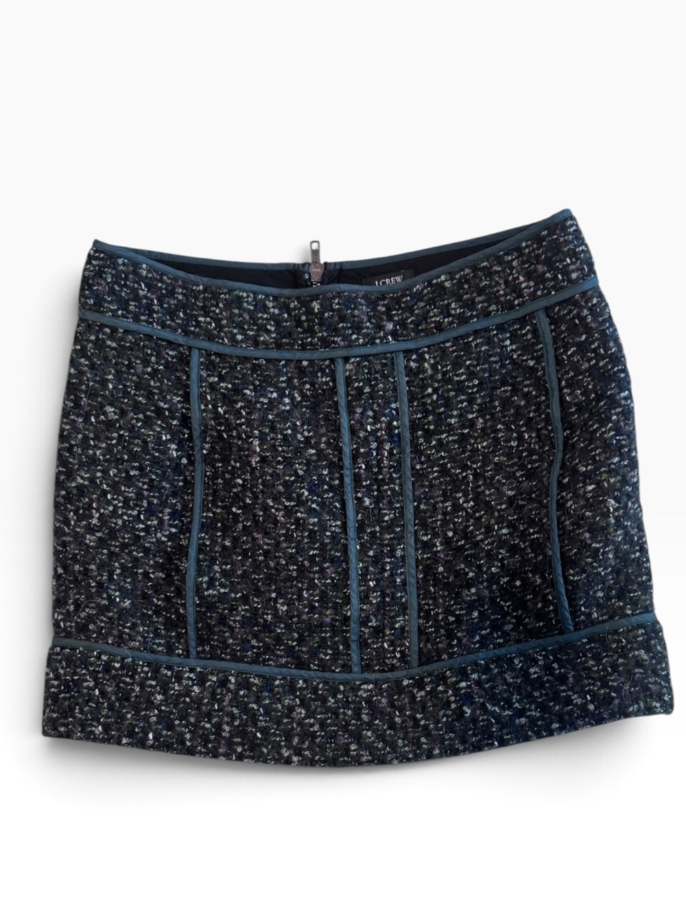 J.Crew Green Black Tweed Mini Skirt Size 2